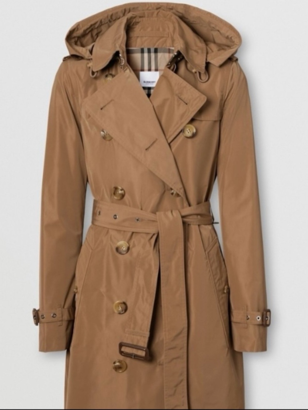 Burberry Camel Tan Trench Coat with Signature Check Lining